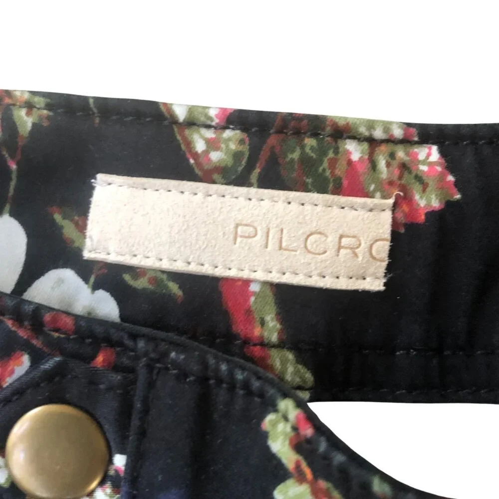 Pilcro Anthropologie Demilune Boot Floral Pants Sz 26 Black Multicolor MidRise - Picture 4 of 7